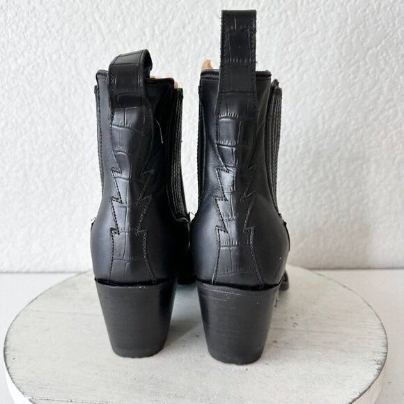 NEW Lane CHELSEA Womens Cowboy Bootie 6.5 Western Black Leather Short Boots - Picture 3 of 12
